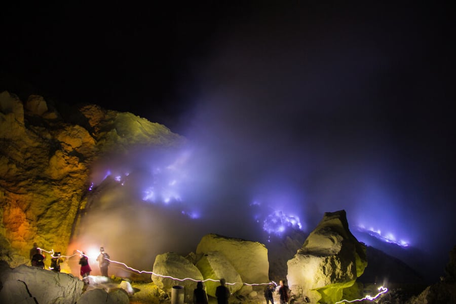 Blue Fire Kawah Ijen Blue Flame Mount Ijen Lava Banyuwangi Indonesia