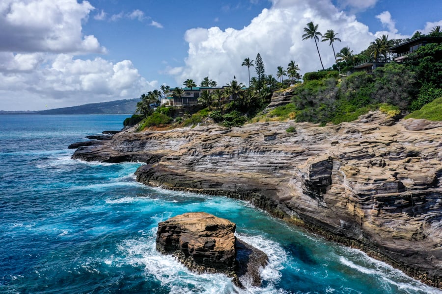 China Walls Oahu Hawaii Spitting Caves Drone