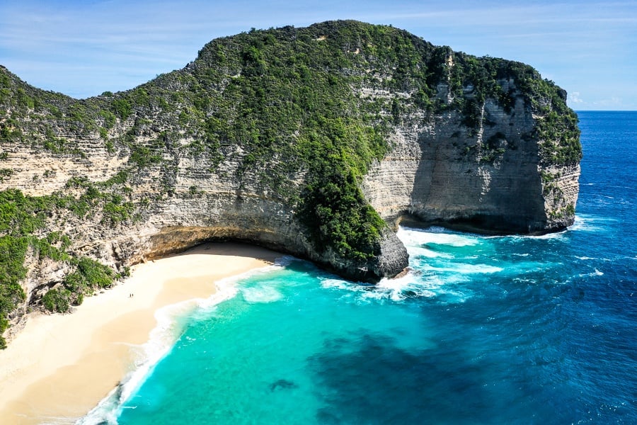 Kelingking Beach drone view in Nusa Penida, Bali