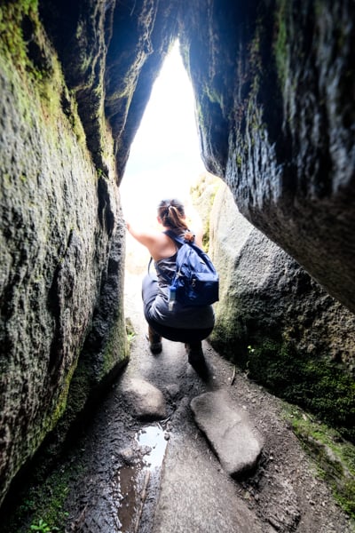 Inside cave tunnel