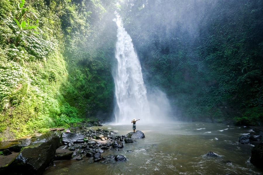 My woman at Nungnung Falls in Bali