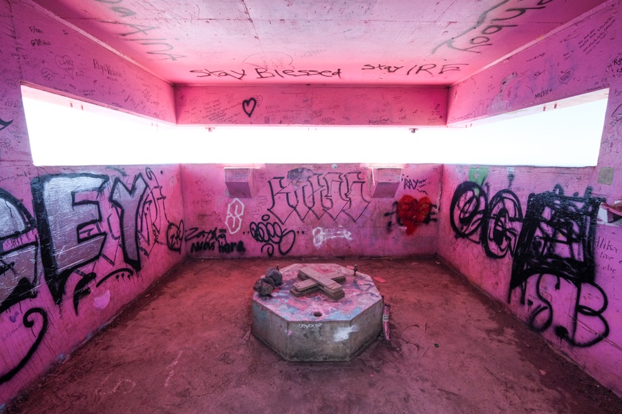 Inside Window Bunker Pink Pillbox Hike Maili Waianae Oahu Hawaii