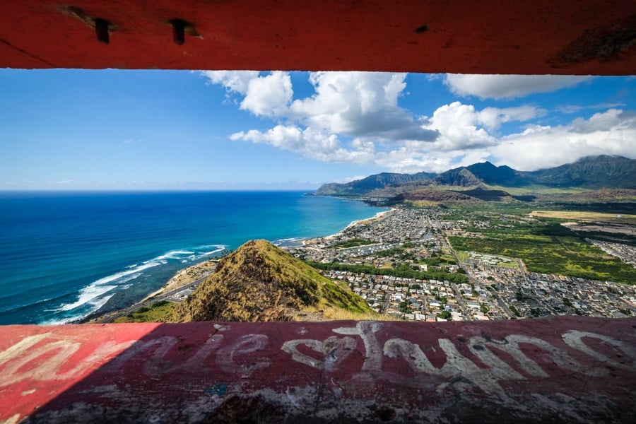 Inside Window Bunker Pink Pillbox Hike Maili Waianae Oahu Hawaii