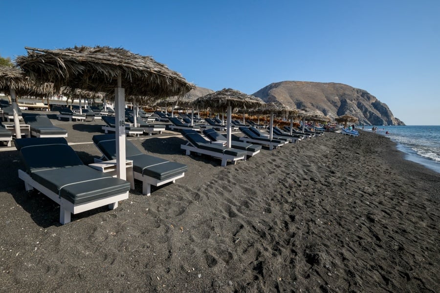 Perissa Beach Black Sand Paralia