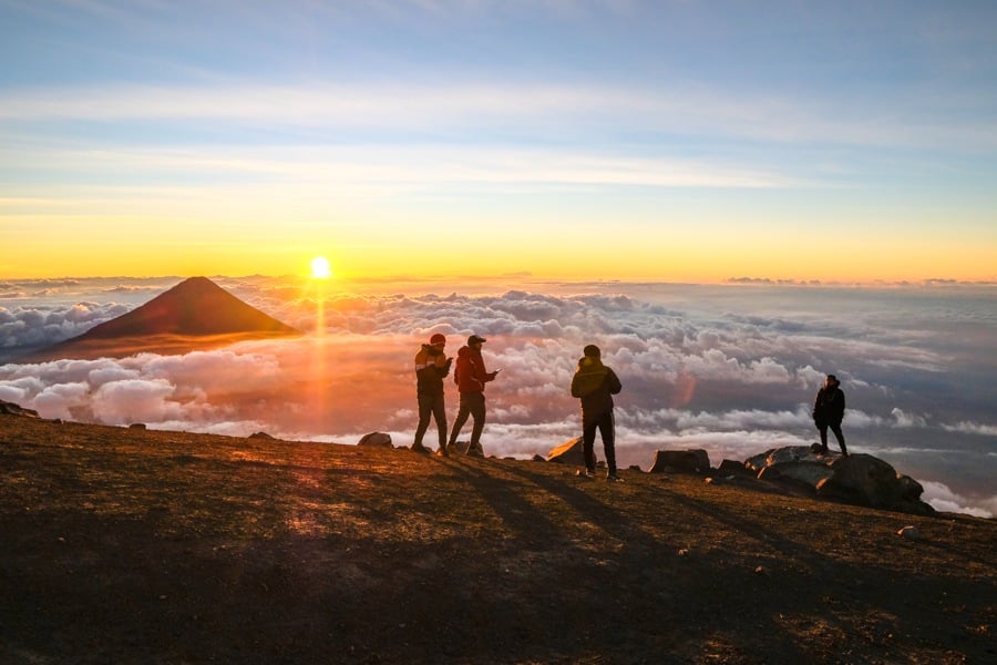 Acatenango Volcano Hike Guatemala Volcan De Fuego Base Camp Summit Sunrise