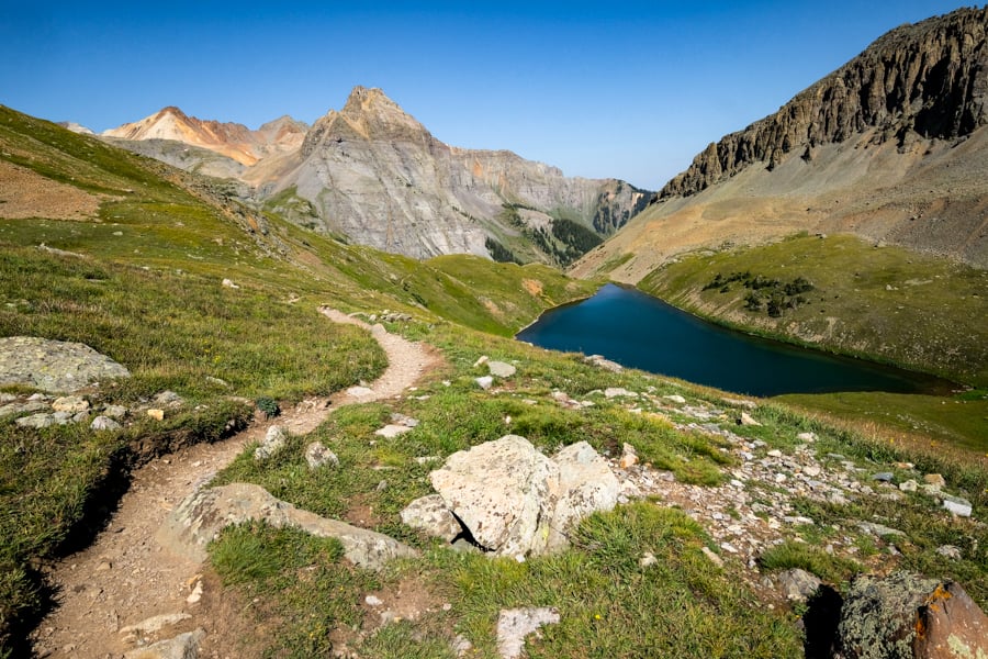 Middle blue lake from above